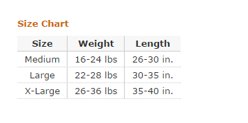 Halo Early Walker Size Chart